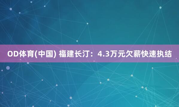 OD体育(中国) 福建长汀：4.3万元欠薪快速执结