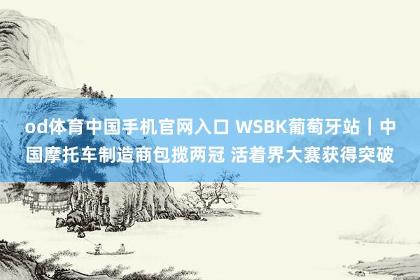 od体育中国手机官网入口 WSBK葡萄牙站｜中国摩托车制造商包揽两冠 活着界大赛获得突破