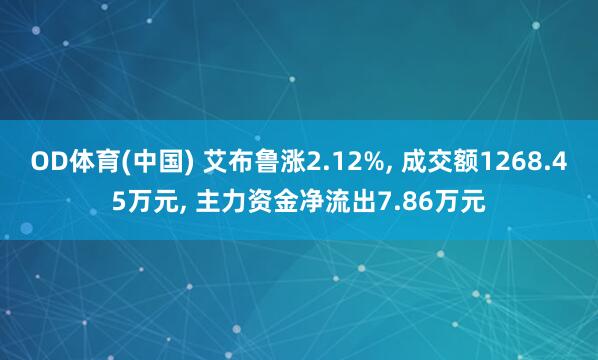 OD体育(中国) 艾布鲁涨2.12%， 成交额1268.45万元， 主力资金净流出7.86万元