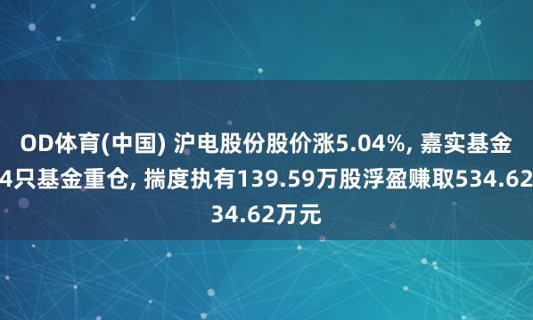 OD体育(中国) 沪电股份股价涨5.04%， 嘉实基金旗下4只基金重仓， 揣度执有139.59万股浮盈赚取534.62万元