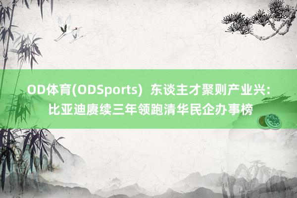 OD体育(ODSports)  东谈主才聚则产业兴: 比亚迪赓续三年领跑清华民企办事榜