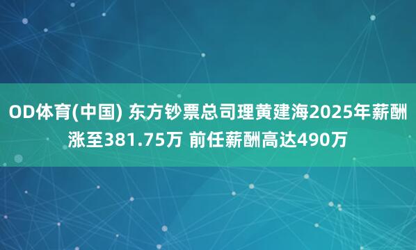 OD体育(中国) 东方钞票总司理黄建海2025年薪酬涨至381.75万 前任薪酬高达490万
