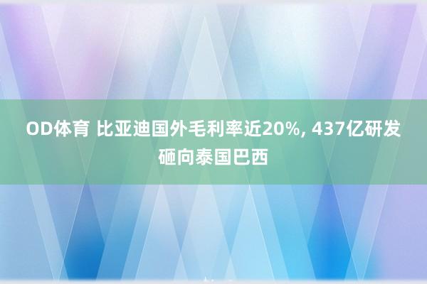 OD体育 比亚迪国外毛利率近20%， 437亿研发砸向泰国巴西