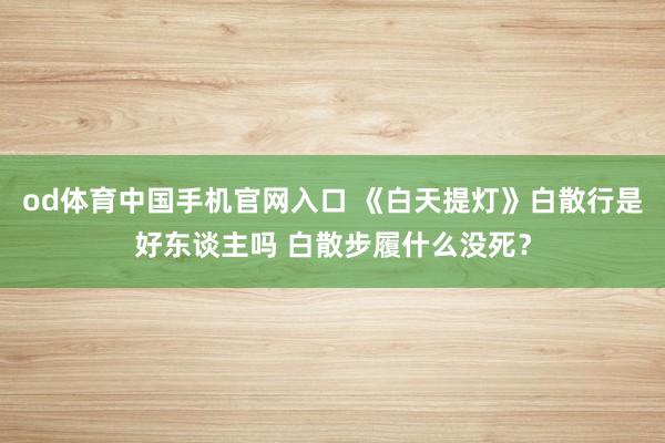 od体育中国手机官网入口 《白天提灯》白散行是好东谈主吗 白散步履什么没死？