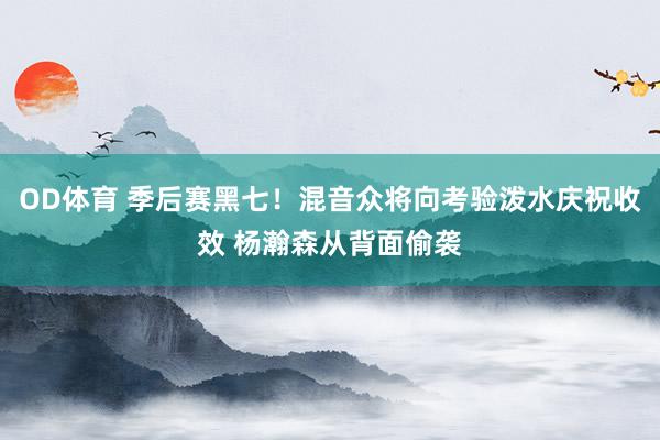 OD体育 季后赛黑七！混音众将向考验泼水庆祝收效 杨瀚森从背面偷袭