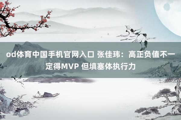 od体育中国手机官网入口 张佳玮：高正负值不一定得MVP 但填塞体执行力