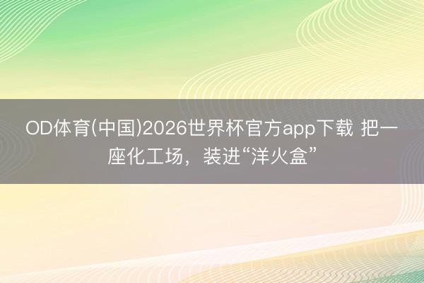 OD体育(中国)2026世界杯官方app下载 把一座化工场，装进“洋火盒”