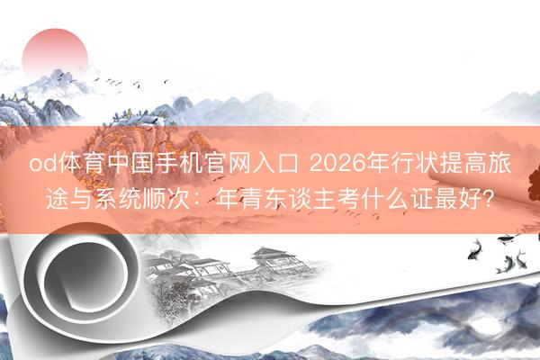 od体育中国手机官网入口 2026年行状提高旅途与系统顺次：年青东谈主考什么证最好？