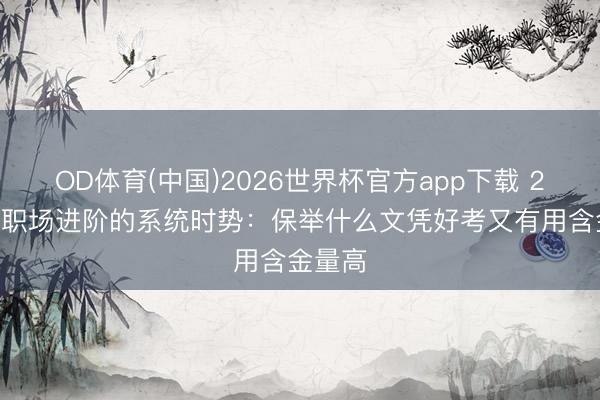 OD体育(中国)2026世界杯官方app下载 2026年职场进阶的系统时势：保举什么文凭好考又有用含金量高