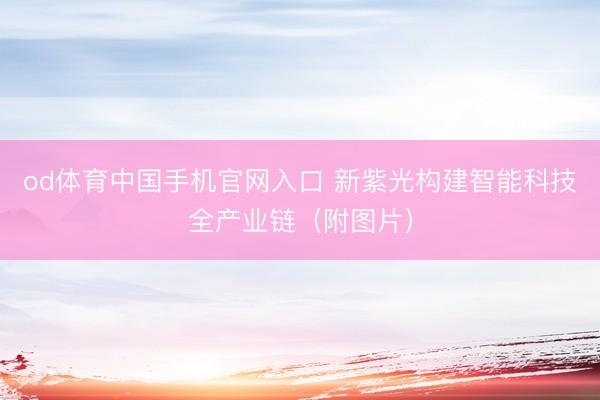 od体育中国手机官网入口 新紫光构建智能科技全产业链（附图片）
