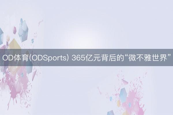 OD体育(ODSports) 365亿元背后的“微不雅世界”