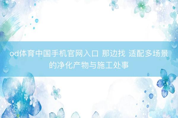 od体育中国手机官网入口 那边找 适配多场景的净化产物与施工处事