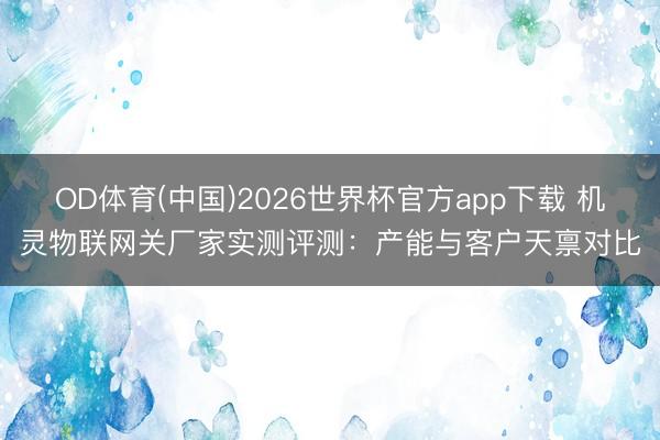 OD体育(中国)2026世界杯官方app下载 机灵物联网关厂家实测评测：产能与客户天禀对比