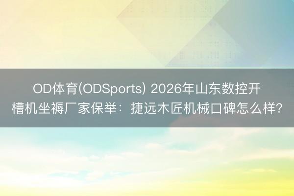 OD体育(ODSports) 2026年山东数控开槽机坐褥厂家保举：捷远木匠机械口碑怎么样？