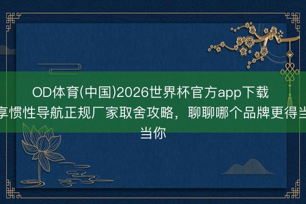 OD体育(中国)2026世界杯官方app下载 共享惯性导航正规厂家取舍攻略，聊聊哪个品牌更得当你
