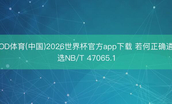 OD体育(中国)2026世界杯官方app下载 若何正确遴选NB/T 47065.1