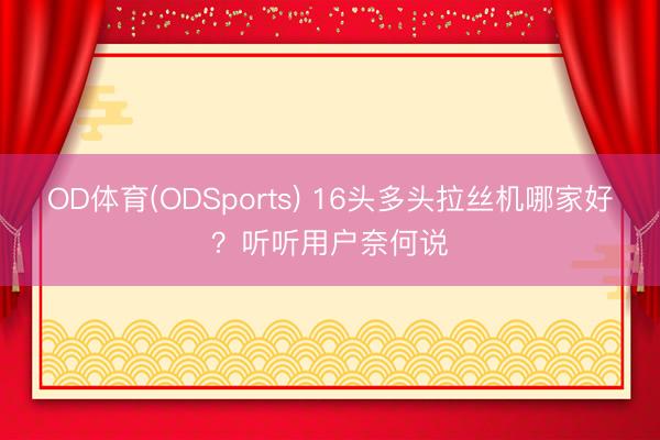 OD体育(ODSports) 16头多头拉丝机哪家好？听听用户奈何说