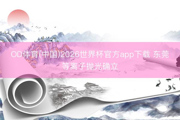 OD体育(中国)2026世界杯官方app下载 东莞等离子抛光确立