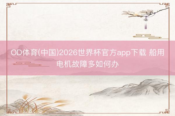 OD体育(中国)2026世界杯官方app下载 船用电机故障多如何办