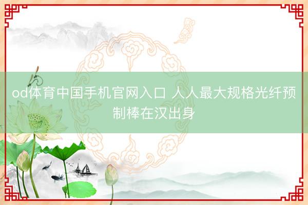 od体育中国手机官网入口 人人最大规格光纤预制棒在汉出身