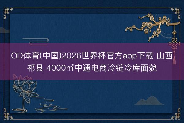 OD体育(中国)2026世界杯官方app下载 山西祁县 4000㎡中通电商冷链冷库面貌