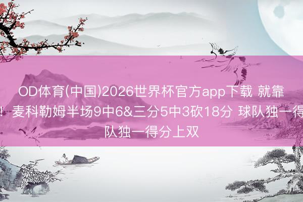OD体育(中国)2026世界杯官方app下载 就靠你撑着！麦科勒姆半场9中6&三分5中3砍18分 球队独一得分上双