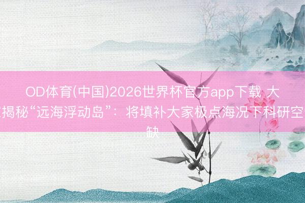 OD体育(中国)2026世界杯官方app下载 大家揭秘“远海浮动岛”：将填补大家极点海况下科研空缺