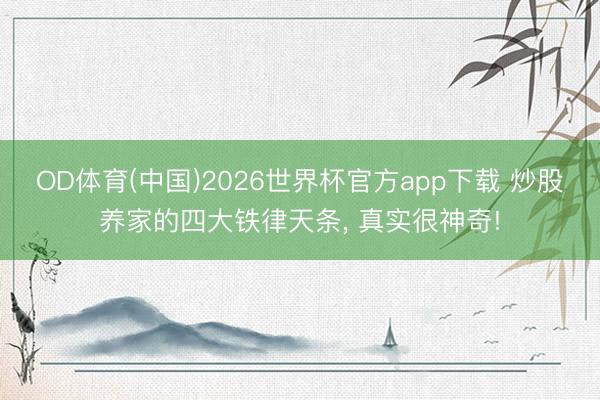 OD体育(中国)2026世界杯官方app下载 炒股养家的四大铁律天条， 真实很神奇!