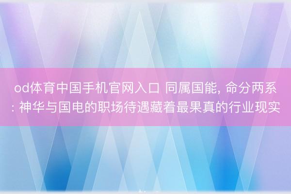 od体育中国手机官网入口 同属国能， 命分两系: 神华与国电的职场待遇藏着最果真的行业现实