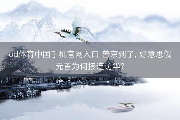 od体育中国手机官网入口 普京到了, 好意思俄元首为何接连访华?