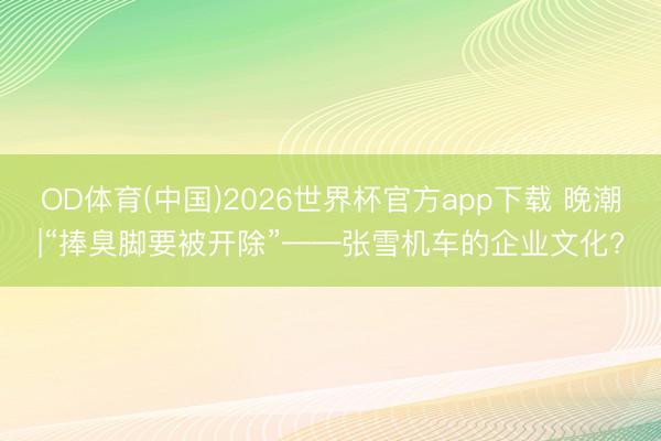 OD体育(中国)2026世界杯官方app下载 晚潮|“捧臭脚要被开除”——张雪机车的企业文化?