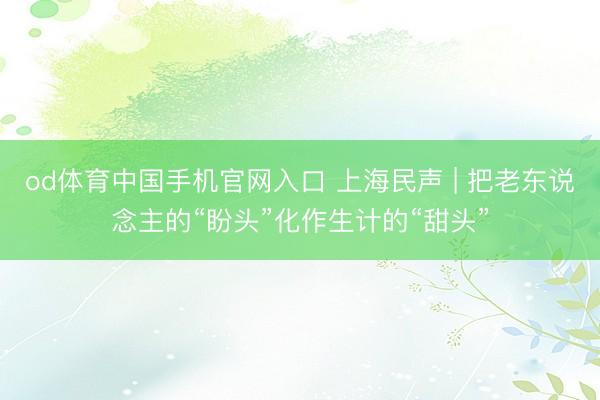 od体育中国手机官网入口 上海民声 | 把老东说念主的“盼头”化作生计的“甜头”