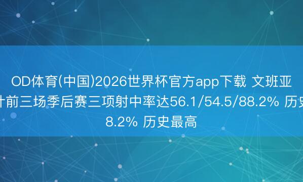 OD体育(中国)2026世界杯官方app下载 文班亚马生计前三场季后赛三项射中率达56.1/54.5/88.2% 历史最高