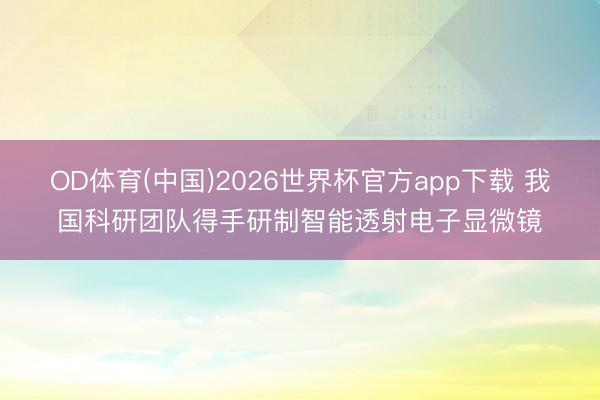 OD体育(中国)2026世界杯官方app下载 我国科研团队得手研制智能透射电子显微镜