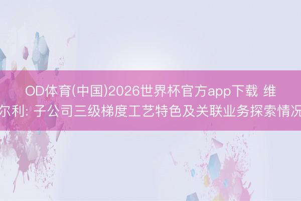 OD体育(中国)2026世界杯官方app下载 维尔利: 子公司三级梯度工艺特色及关联业务探索情况