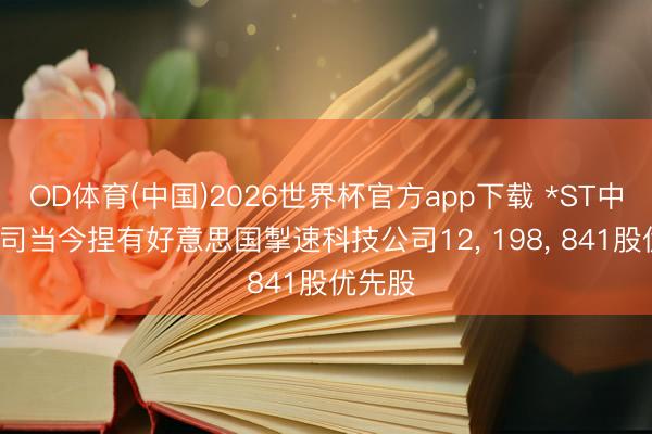 OD体育(中国)2026世界杯官方app下载 *ST中岩: 公司当今捏有好意思国掣速科技公司12， 198， 841股优先股