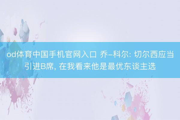 od体育中国手机官网入口 乔-科尔: 切尔西应当引进B席， 在我看来他是最优东谈主选