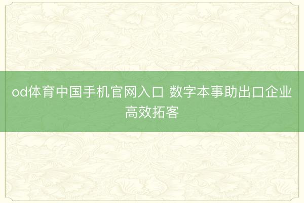 od体育中国手机官网入口 数字本事助出口企业高效拓客