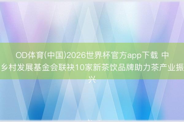 OD体育(中国)2026世界杯官方app下载 中国乡村发展基金会联袂10家新茶饮品牌助力茶产业振兴