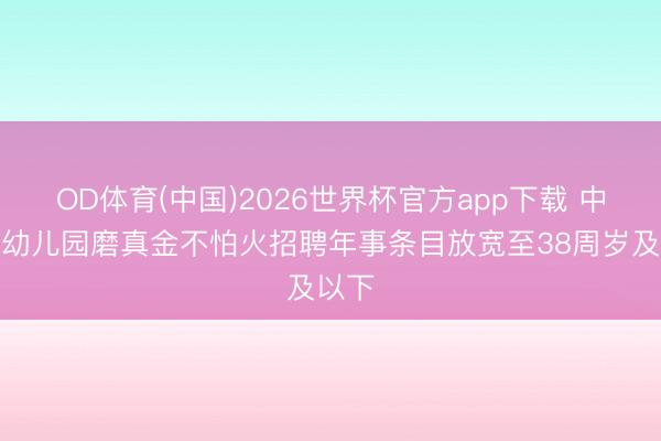 OD体育(中国)2026世界杯官方app下载 中小学幼儿园磨真金不怕火招聘年事条目放宽至38周岁及以下