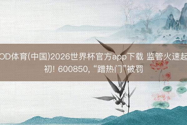 OD体育(中国)2026世界杯官方app下载 监管火速起初! 600850， “蹭热门”被罚
